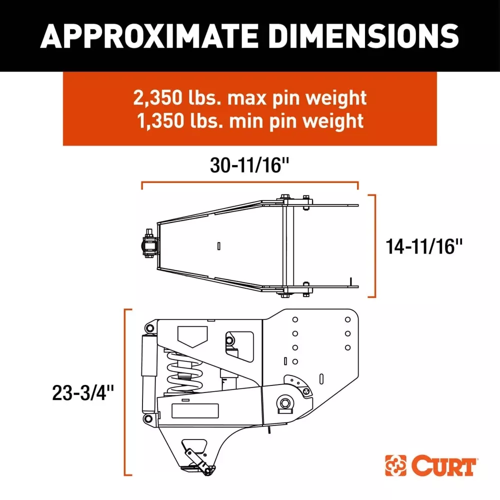 Curt™ - Helux Coil-Spring Gooseneck Pin Box - 2,350 lbs. Pin Weight - 20,000 lbs. Capacity - #2024044575