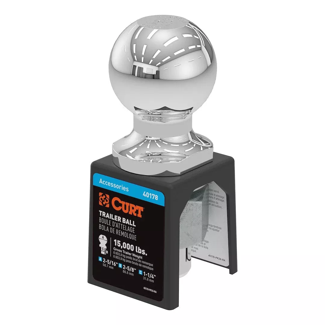 CURT Trailer Ball - 2-5/16 in, 1-1/4 in Shank, 15000 lb – 40178