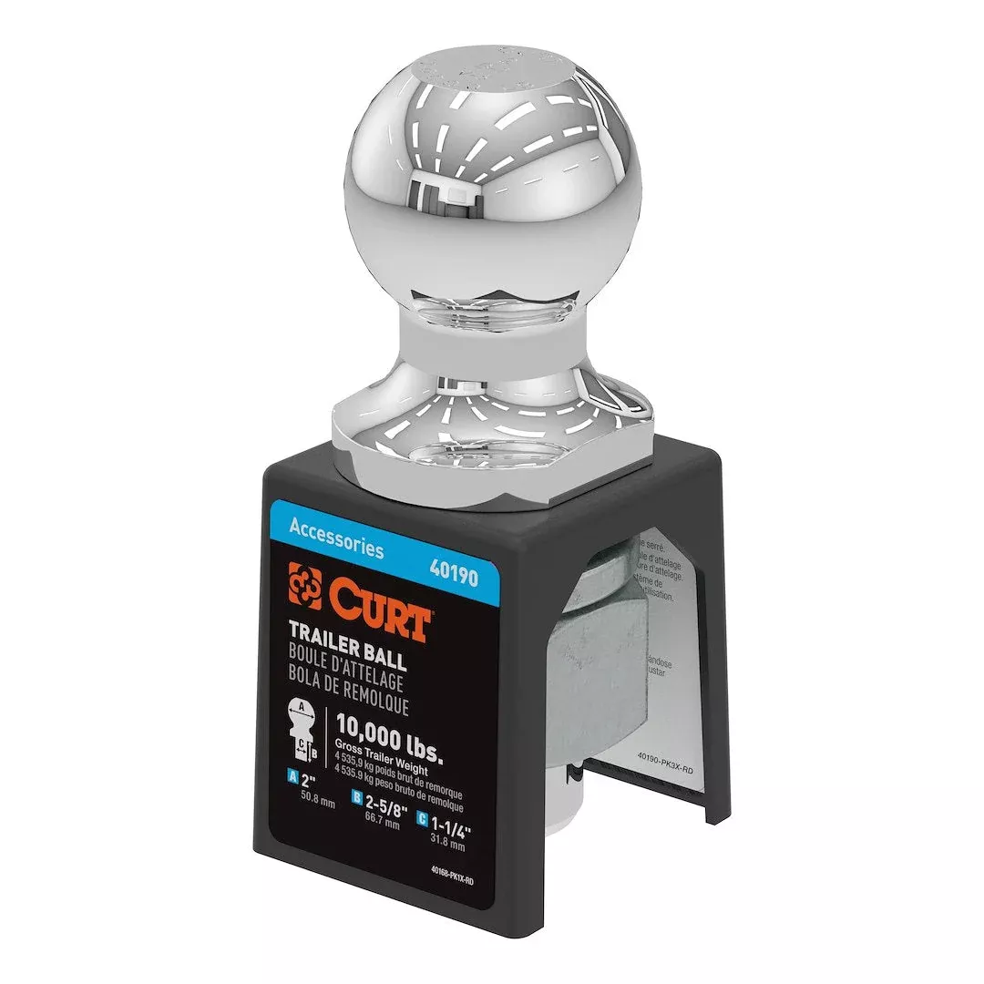 CURT Trailer Ball - 2 in, 1-1/4 in Shank, 10000 lb – 40190