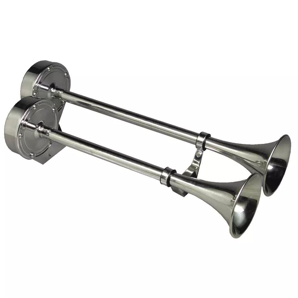 Deluxe All-Stainless Dual Trumpet Horn - 12V