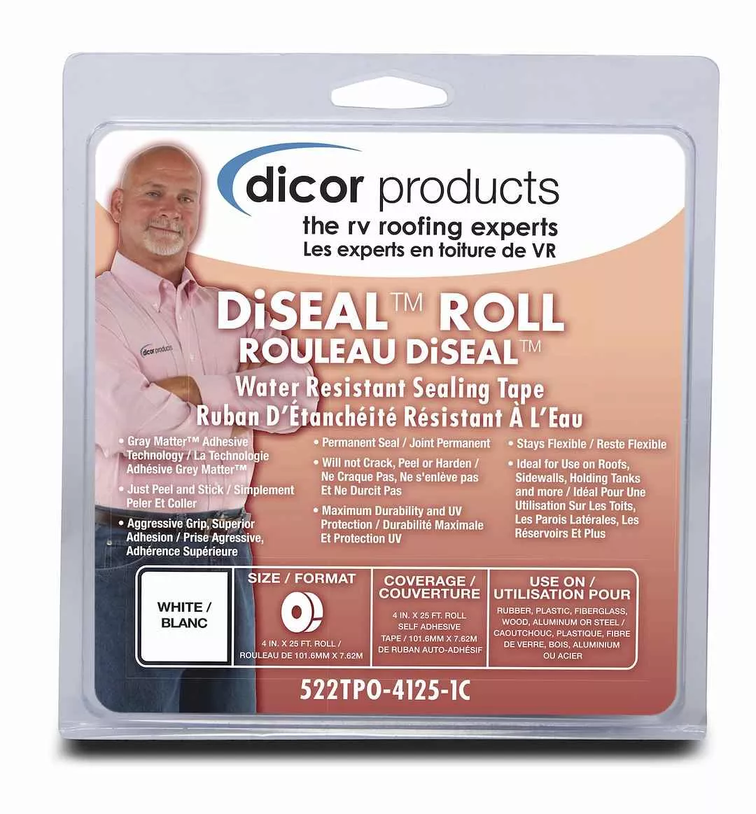 Dicor 522TPO4125 Roof Repair Tape - 4 in x 12-1/2 ft, White
