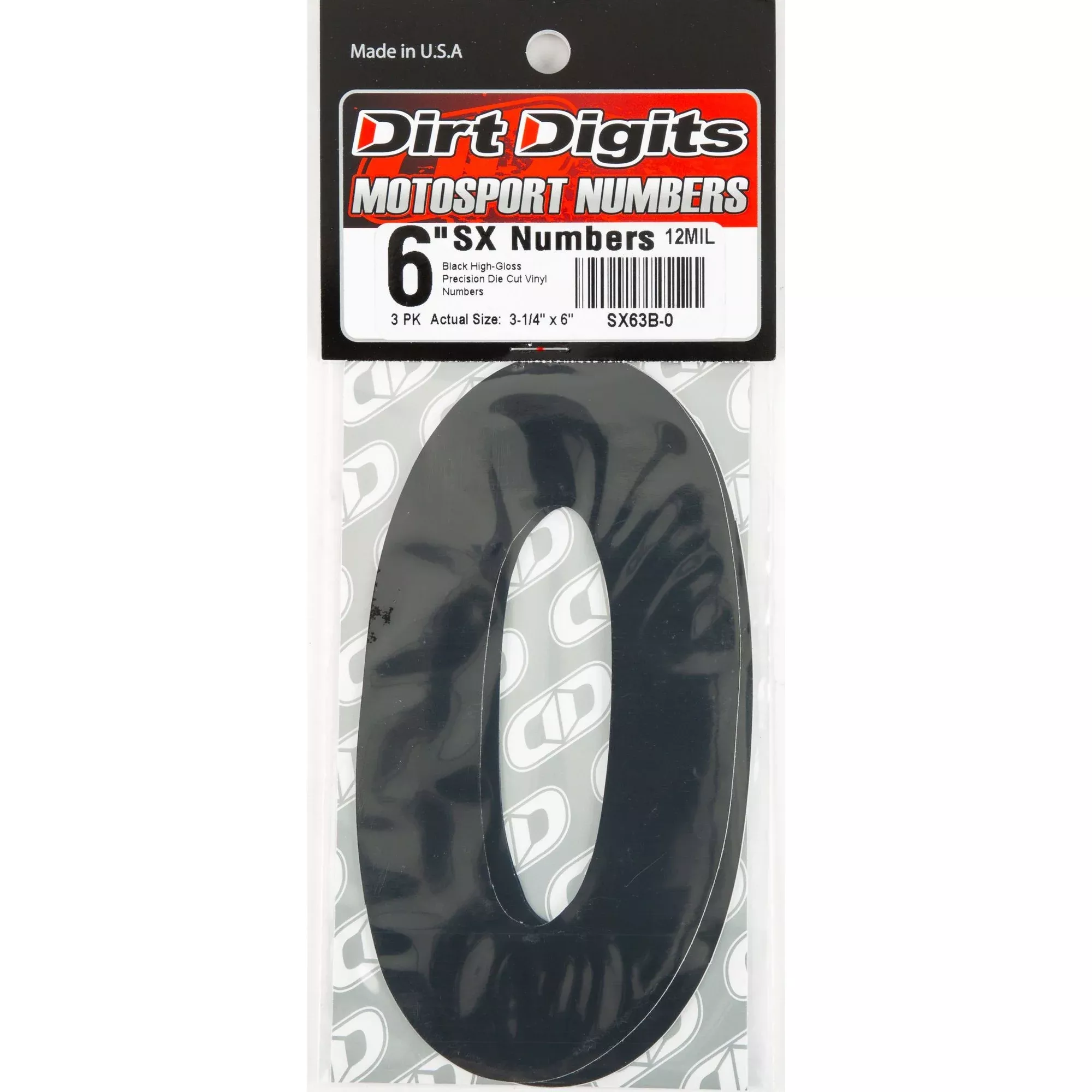 DIRT DIGITS #0 6" BLACK SUPER X DIGITS 3/PK - 09-6510