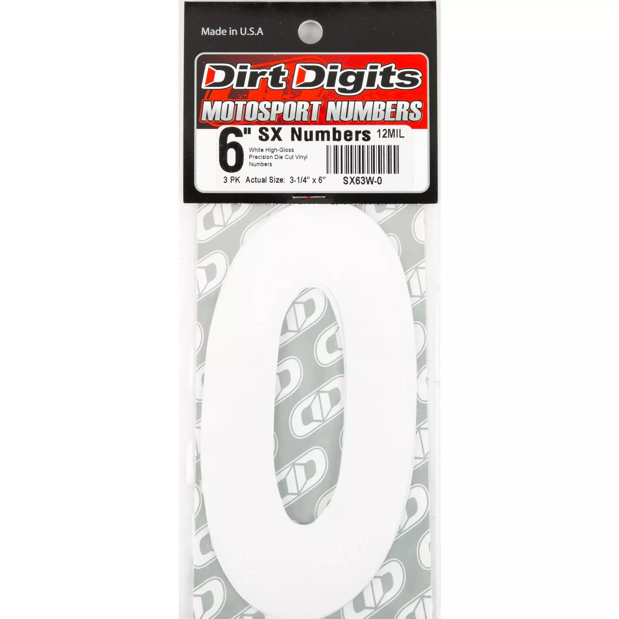 DIRT DIGITS #0 6" WHITE SUPER X DIGITS 3/PK - 09-6500