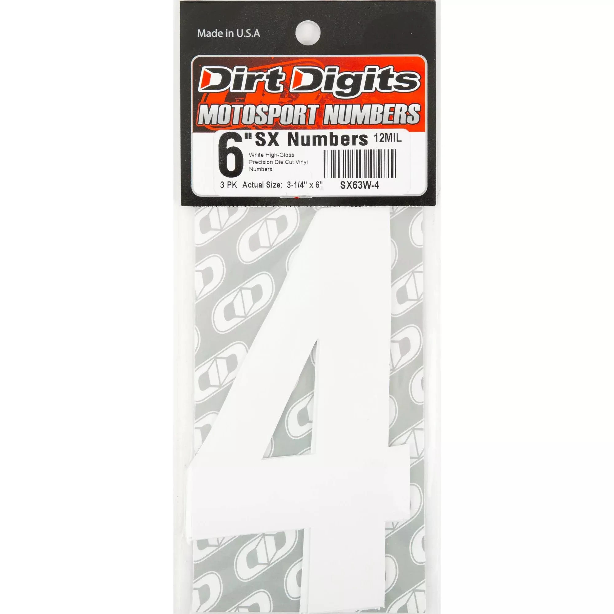DIRT DIGITS #4 6" WHITE SUPER X DIGITS 3/PK - 09-6504