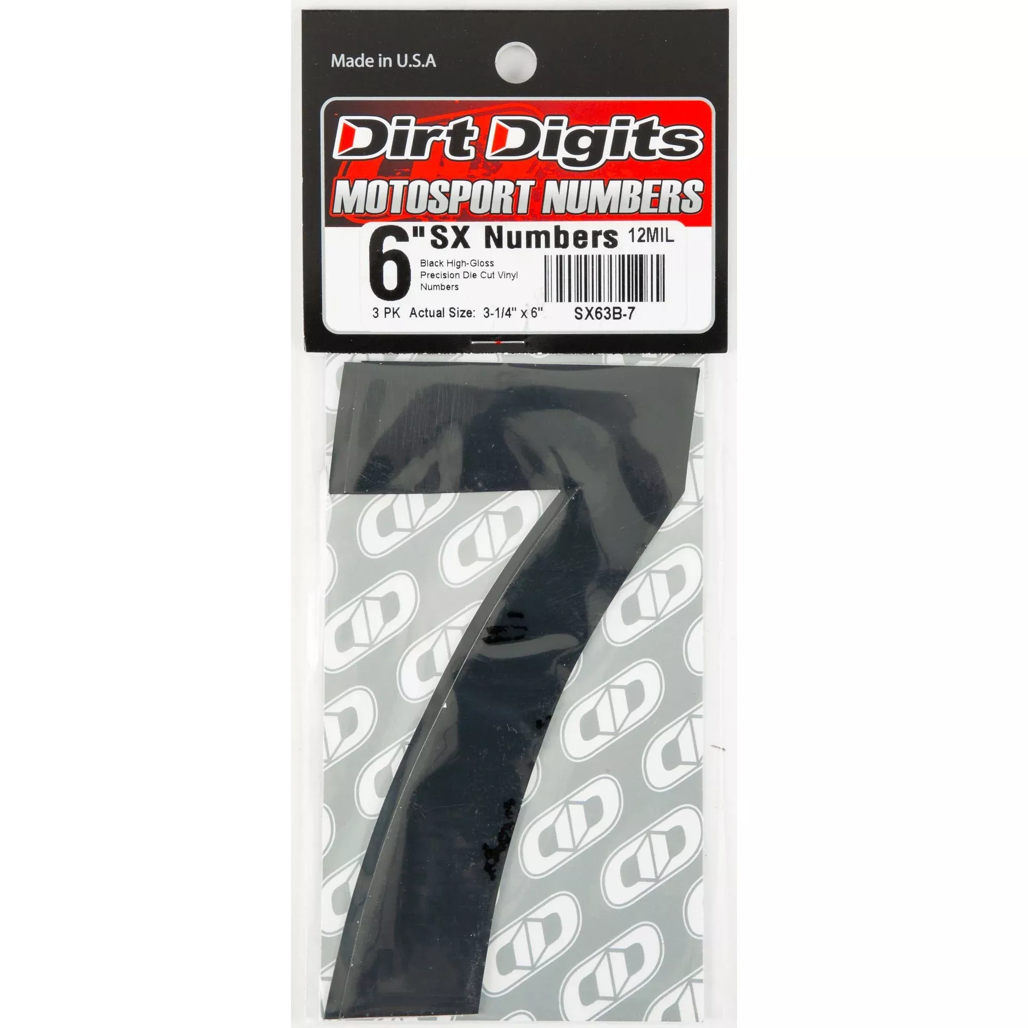 DIRT DIGITS #7 6" BLACK SUPER X DIGITS 3/PK - 09-6517