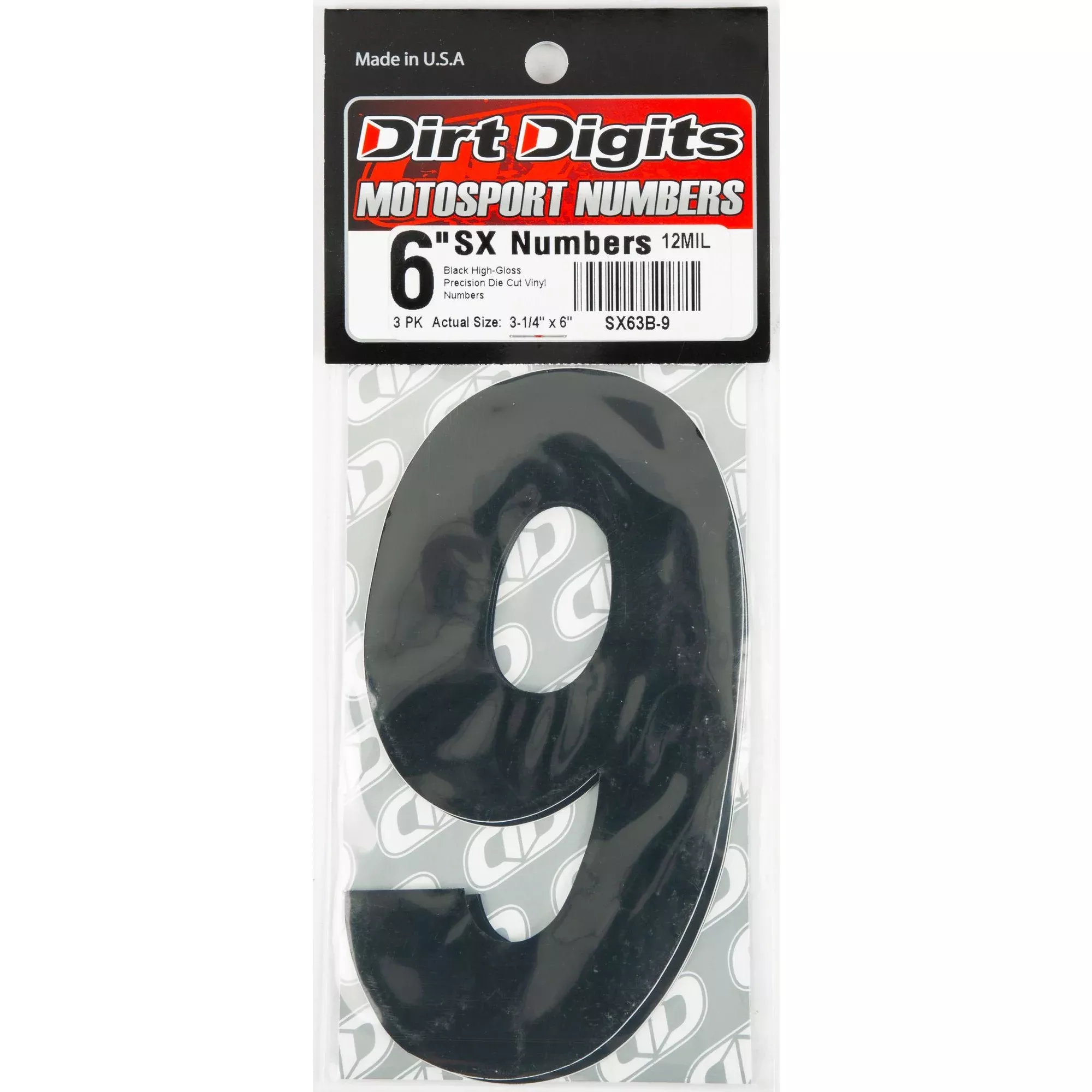 DIRT DIGITS #9 6" BLACK SUPER X DIGITS 3/PK - 09-6519
