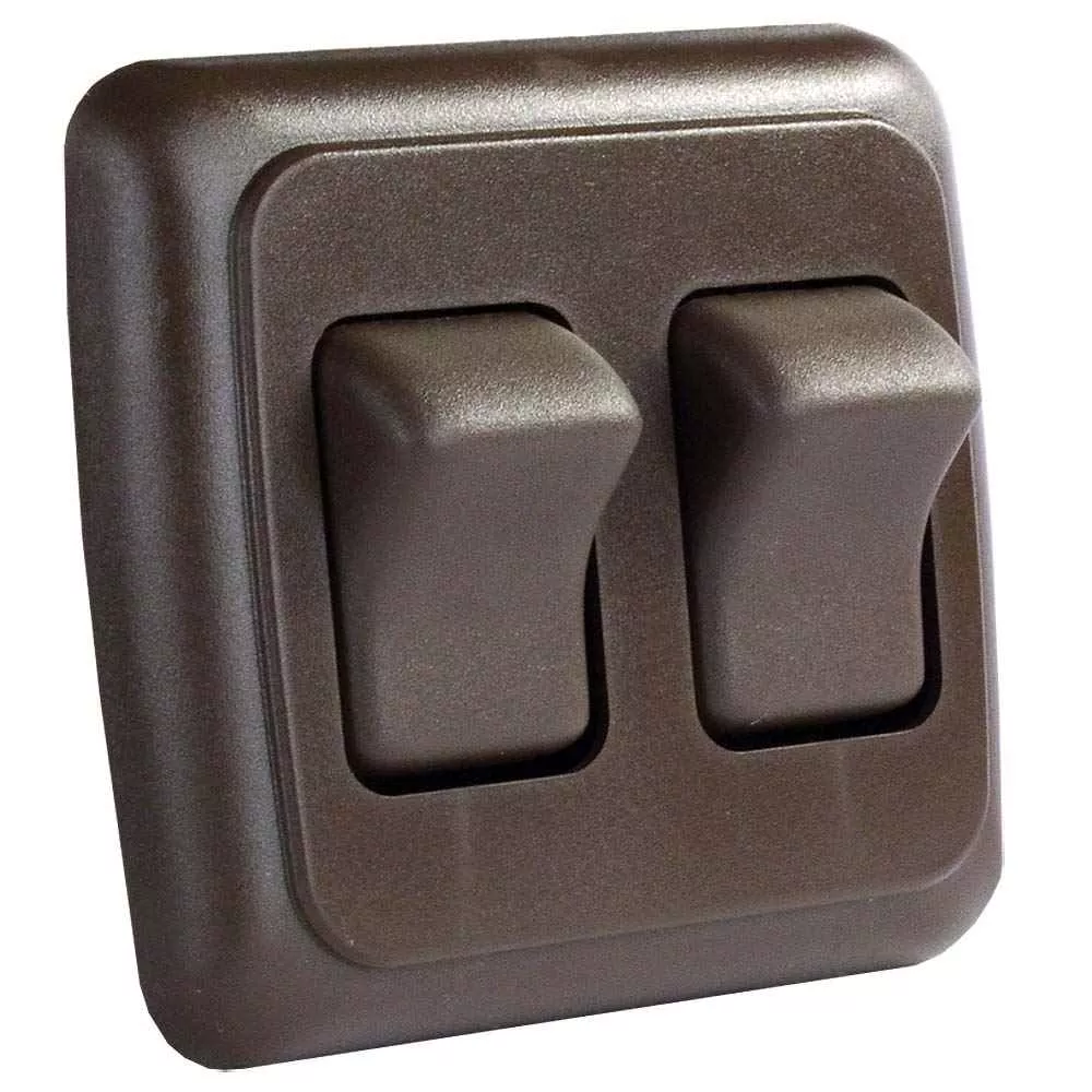Double Rocker Switch Assembly - Brown
