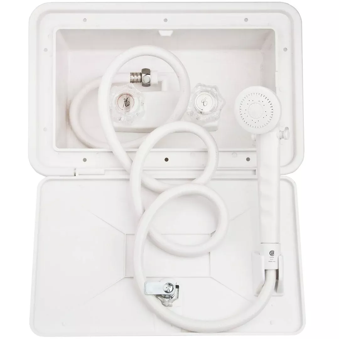 Dura Faucet Exterior RV Shower with Hose - White – DF-SA170-WT