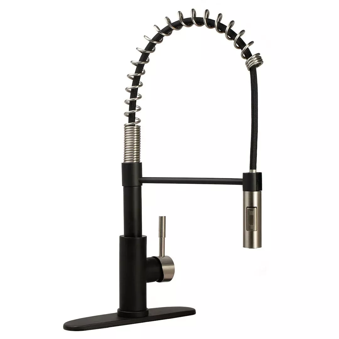 Dura Faucet Pull-Down Kitchen Faucet - Black/Satin Nickel – 504SLKMBSN