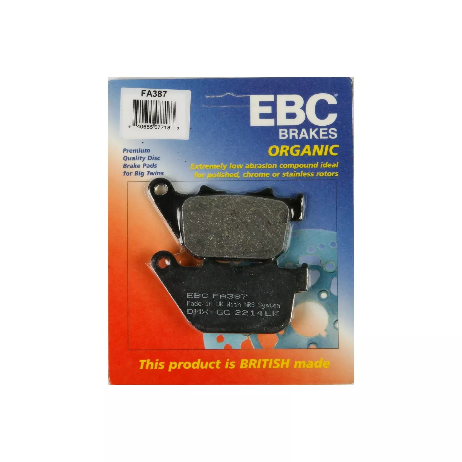 EBC BRAKE PADS FA837 ORGANIC - 15-387