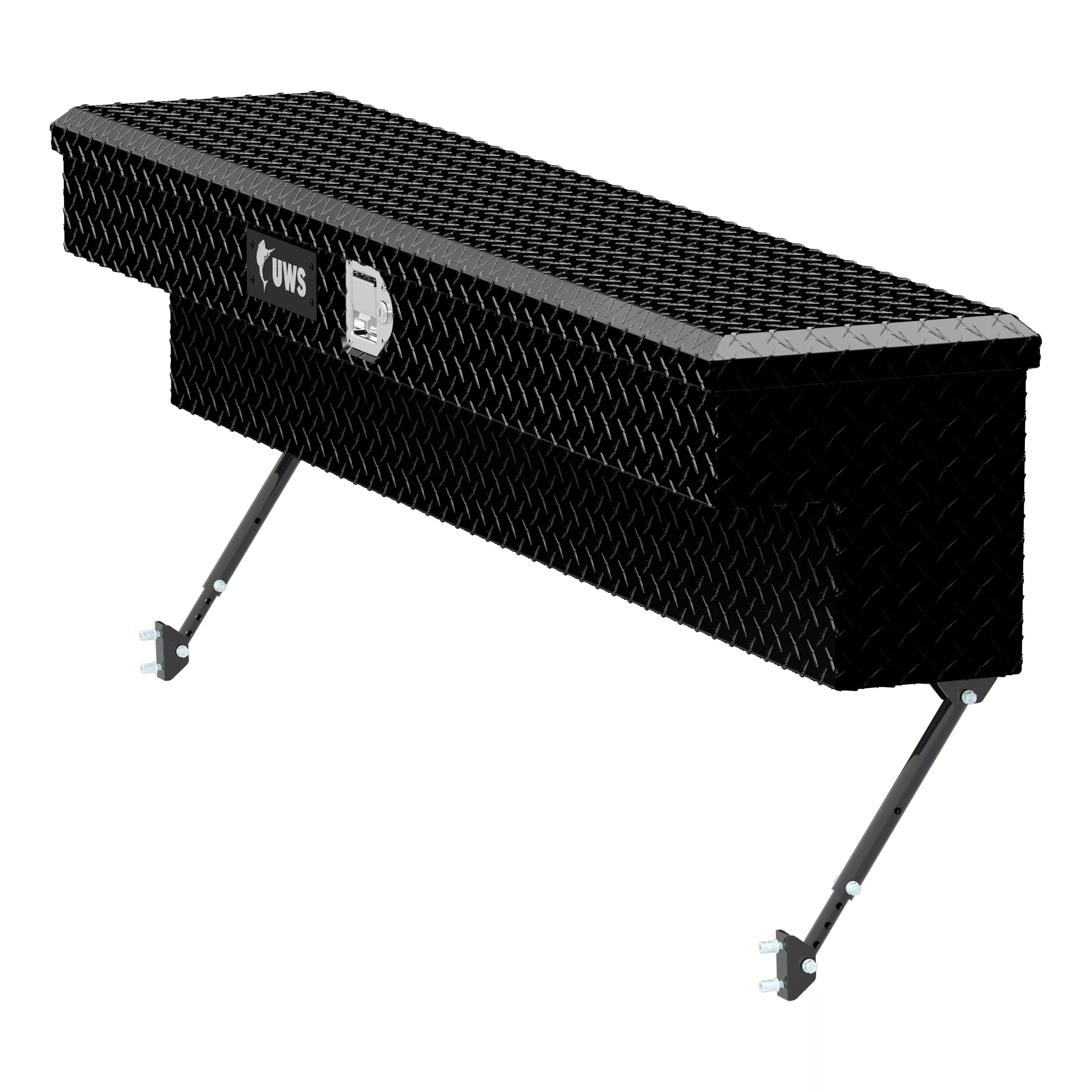EC30122-MK2 - 60-Inch Gloss Black Heavy-Wall Aluminum Truck Side Tool Box, RigidCore Lid, Space-Saving Legs