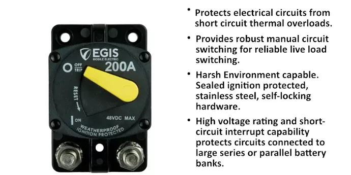 Egis 200A Circuit Breaker - Surface Mount, 48V DC – 4704-200