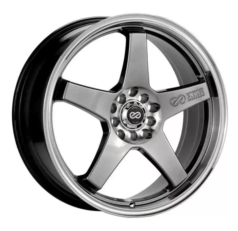 Enkei EV5 17×7 4×100/114.3 45mm Offset 72.6 Bore Diameter Hyper Black w/ Machined Lip Wheel