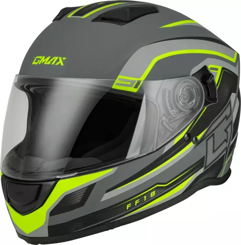 F1181338 Gmax Ff-18 Drift Helmet Matte Grey/Hi-Viz 2X