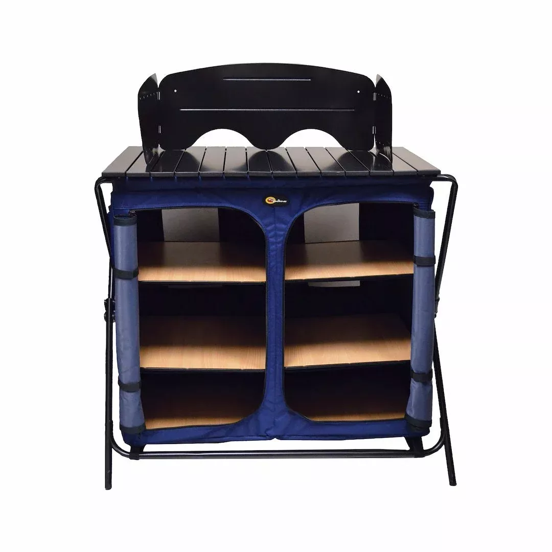 Faulkner Folding Camp Table with 3 Cabinet Shelves – 49583