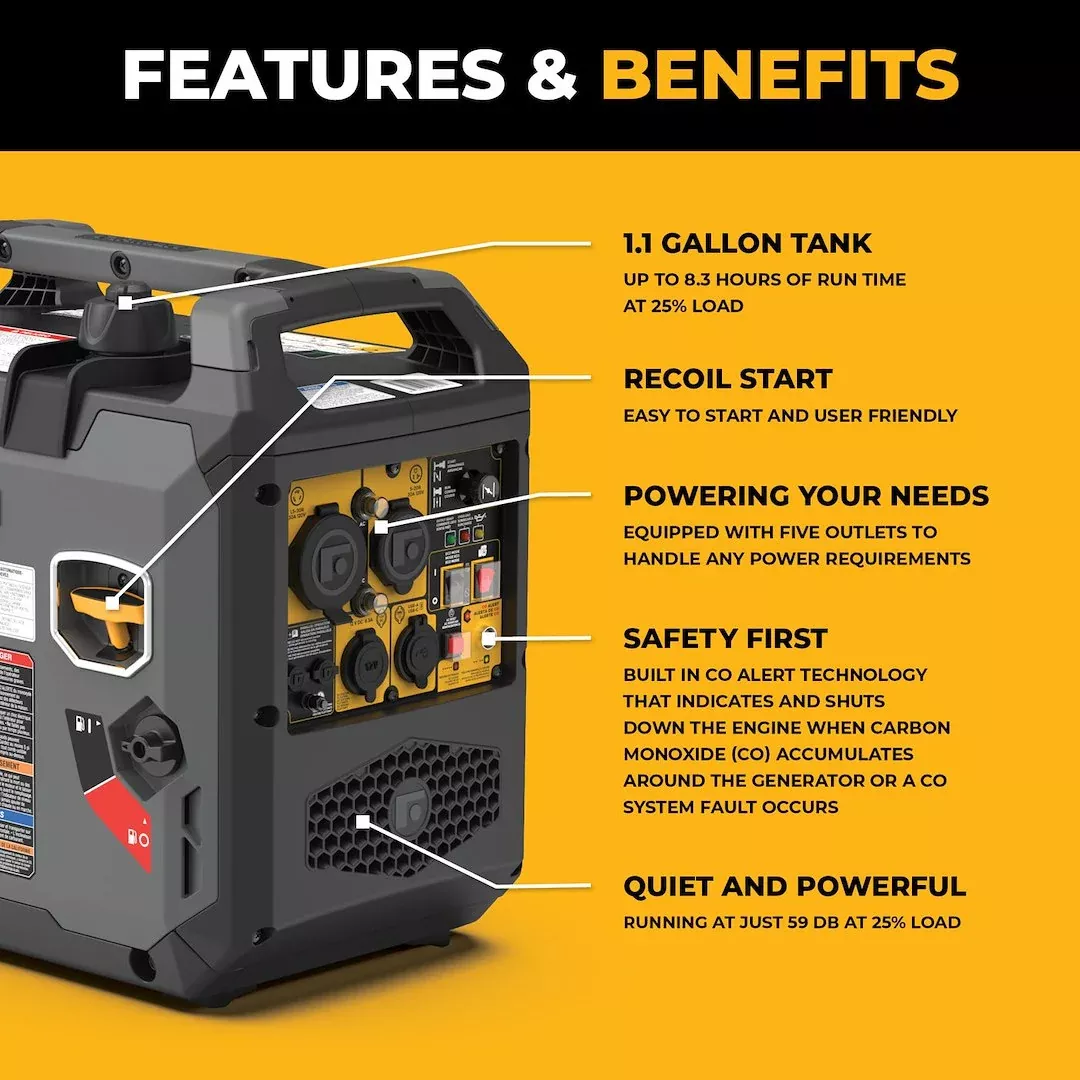 Firman Portable Gasoline Inverter Generator - 2,000W Running – W02081