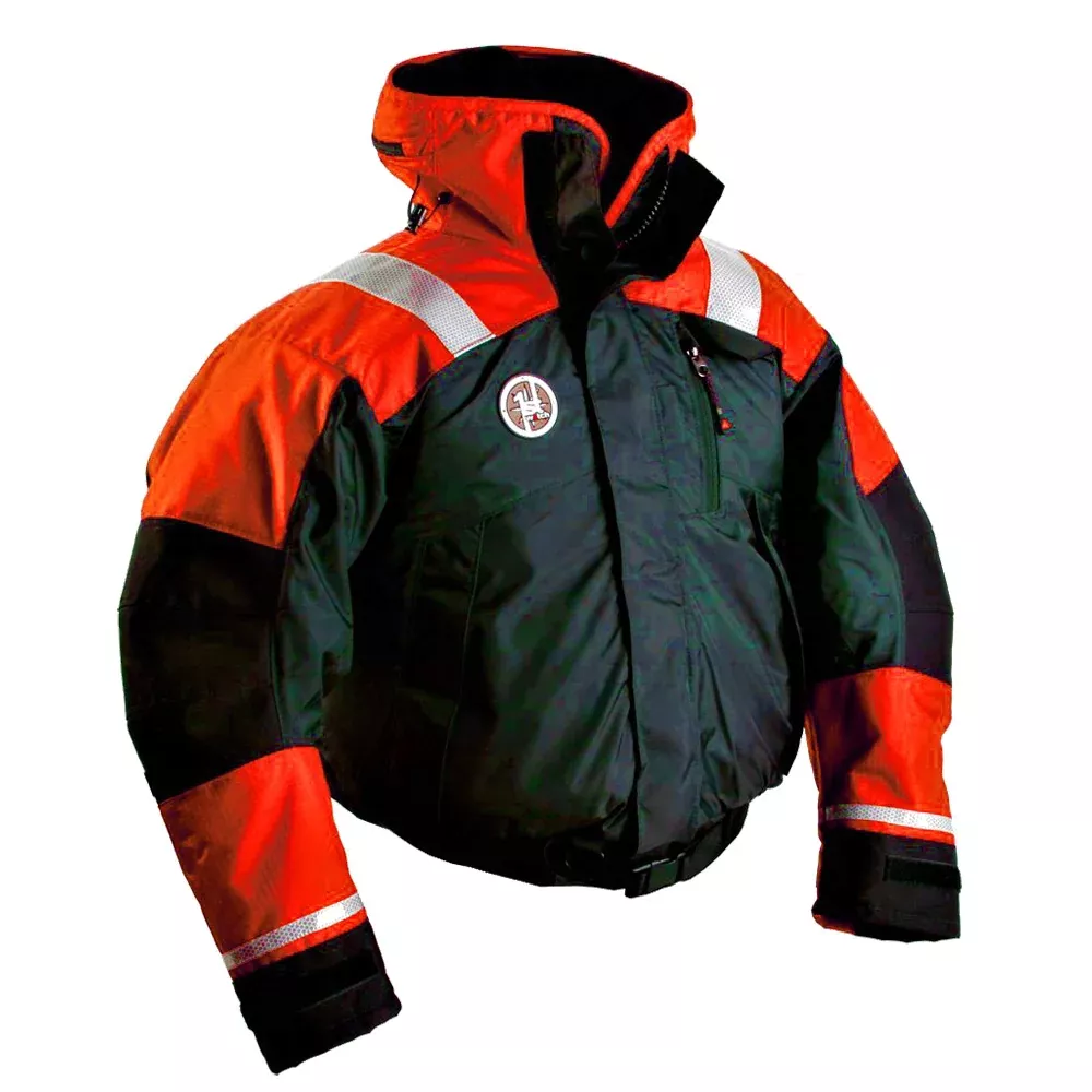 First Watch AB-1100 Flotation Bomber Jacket – Hi-Vis Orange/Black – Small AB-1100-OB-S