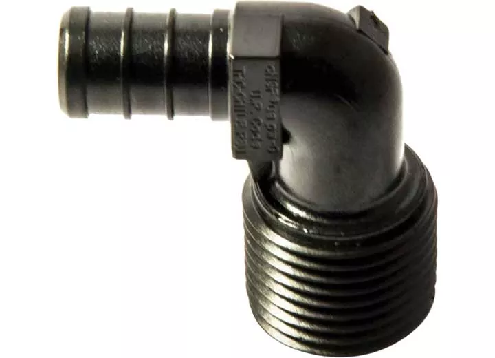 Flair-It | ECOPOLY 1/2" Barb x 1/2" MPT 90 DEGREE ELBOW | 29803 | Plastic | Single | Black