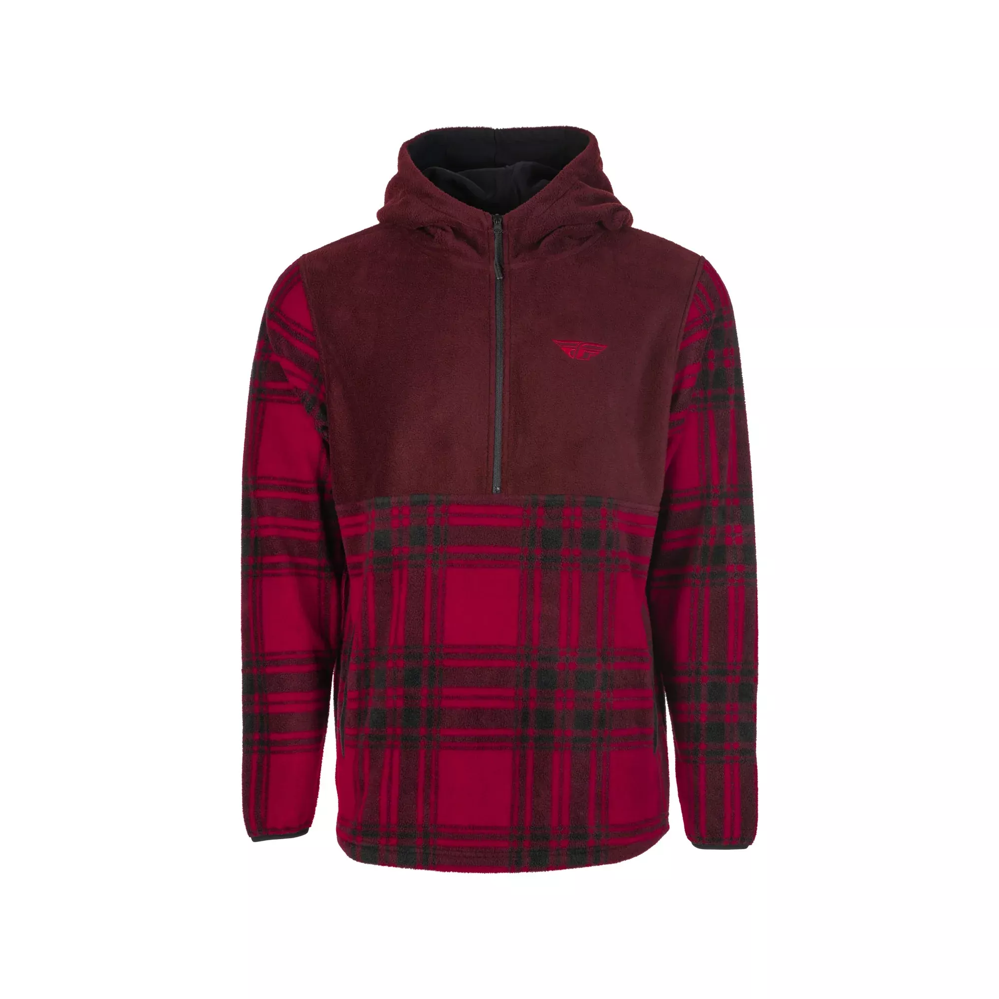 FLY RACING FLY HALF ZIP PULLOVER HOODIE RED PLAID LG - 354-0022L