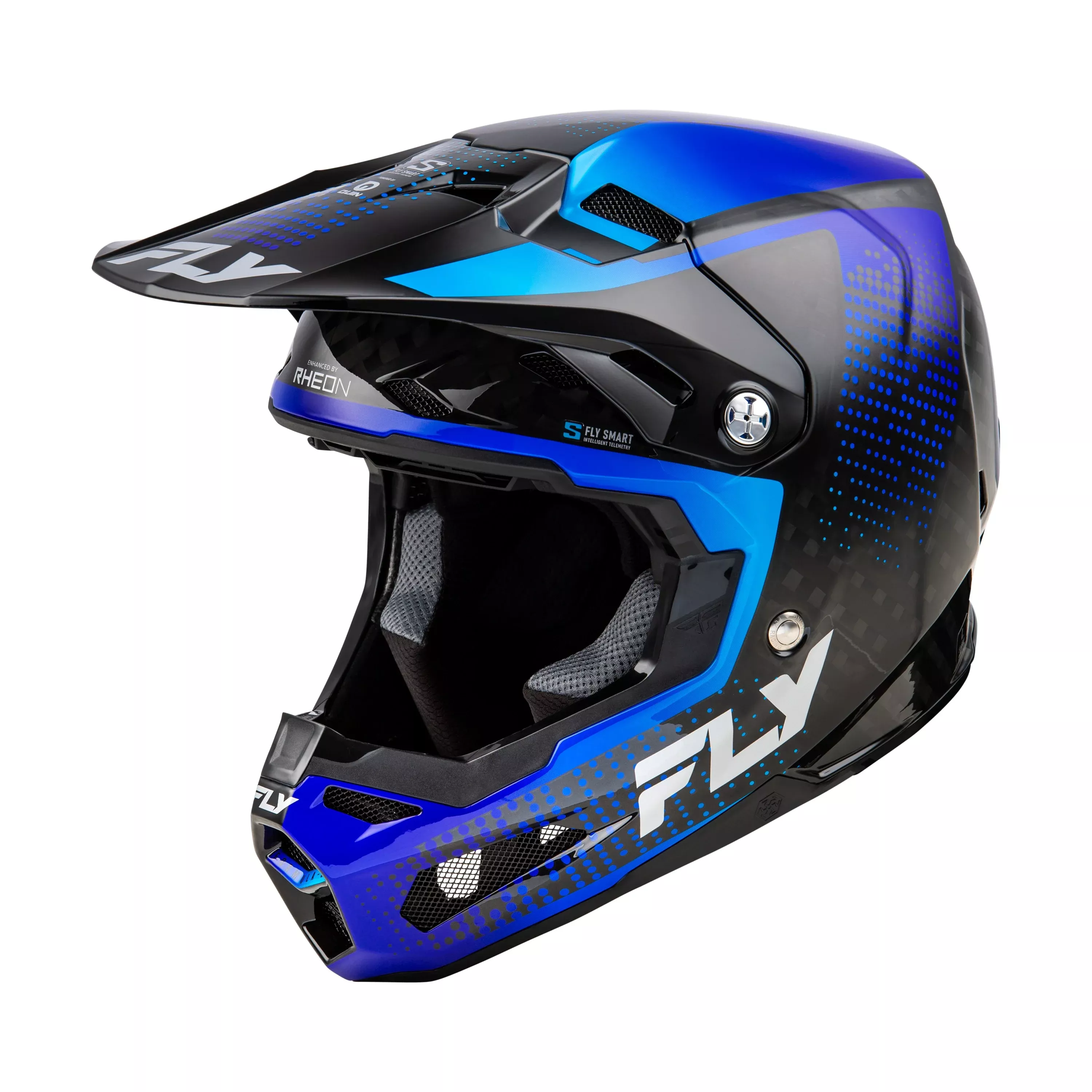FLY RACING FORMULA S CARBON PROTOCOL HLMT BLACK CARBON/BLUE