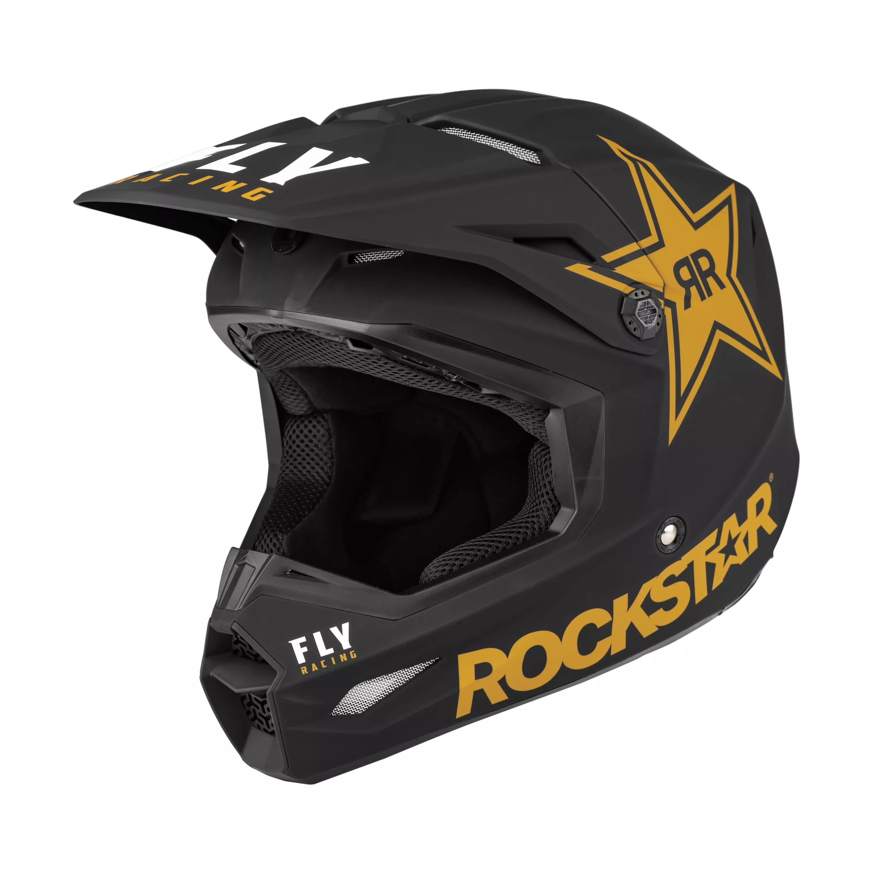 FLY RACING KINETIC ROCKSTAR HELMET MATTE BLACK/GOLD SM - 73-3311S