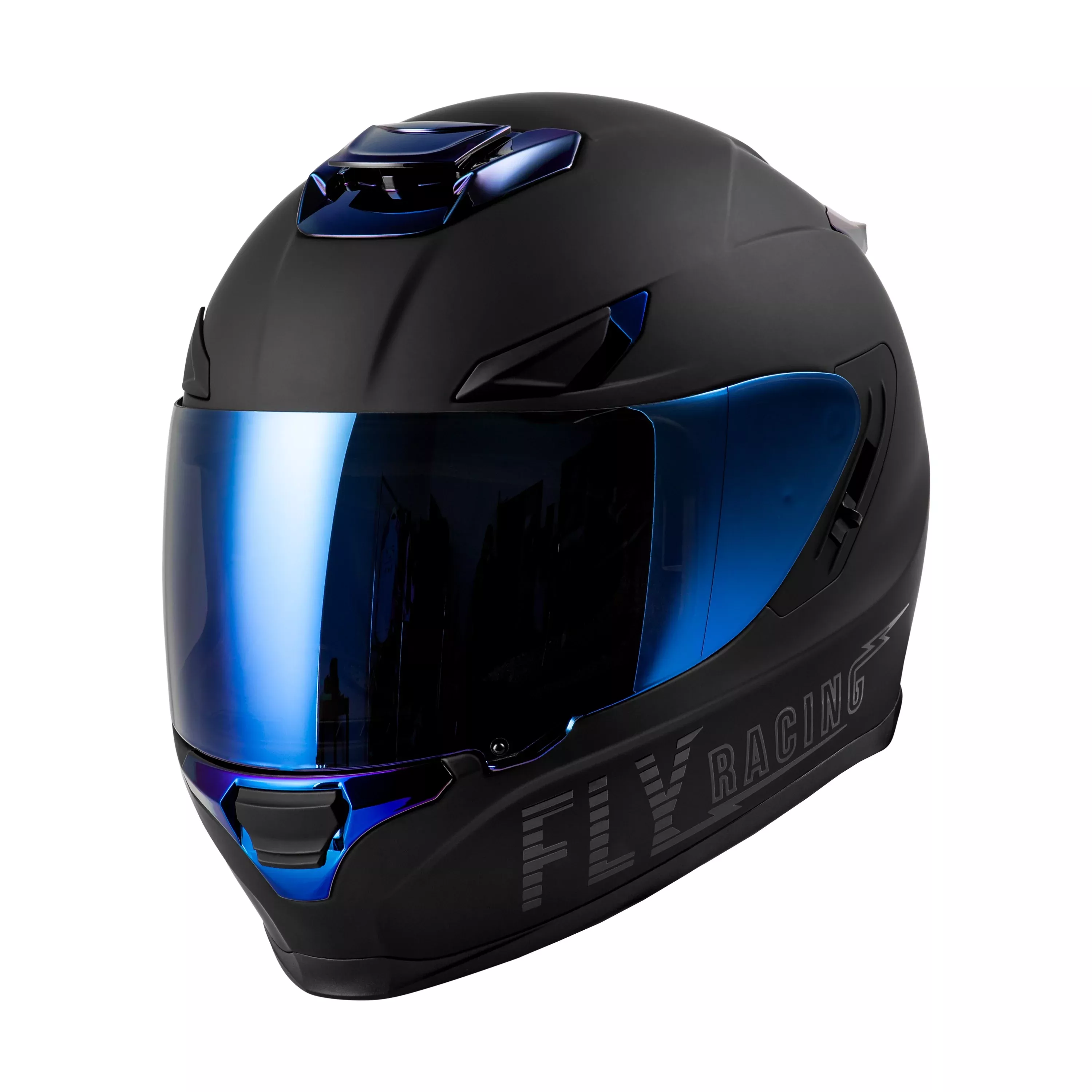 FLY RACING SENTINEL RECON HELMET MATTE BLACK/BLUE CHROME MD - 73-8428M