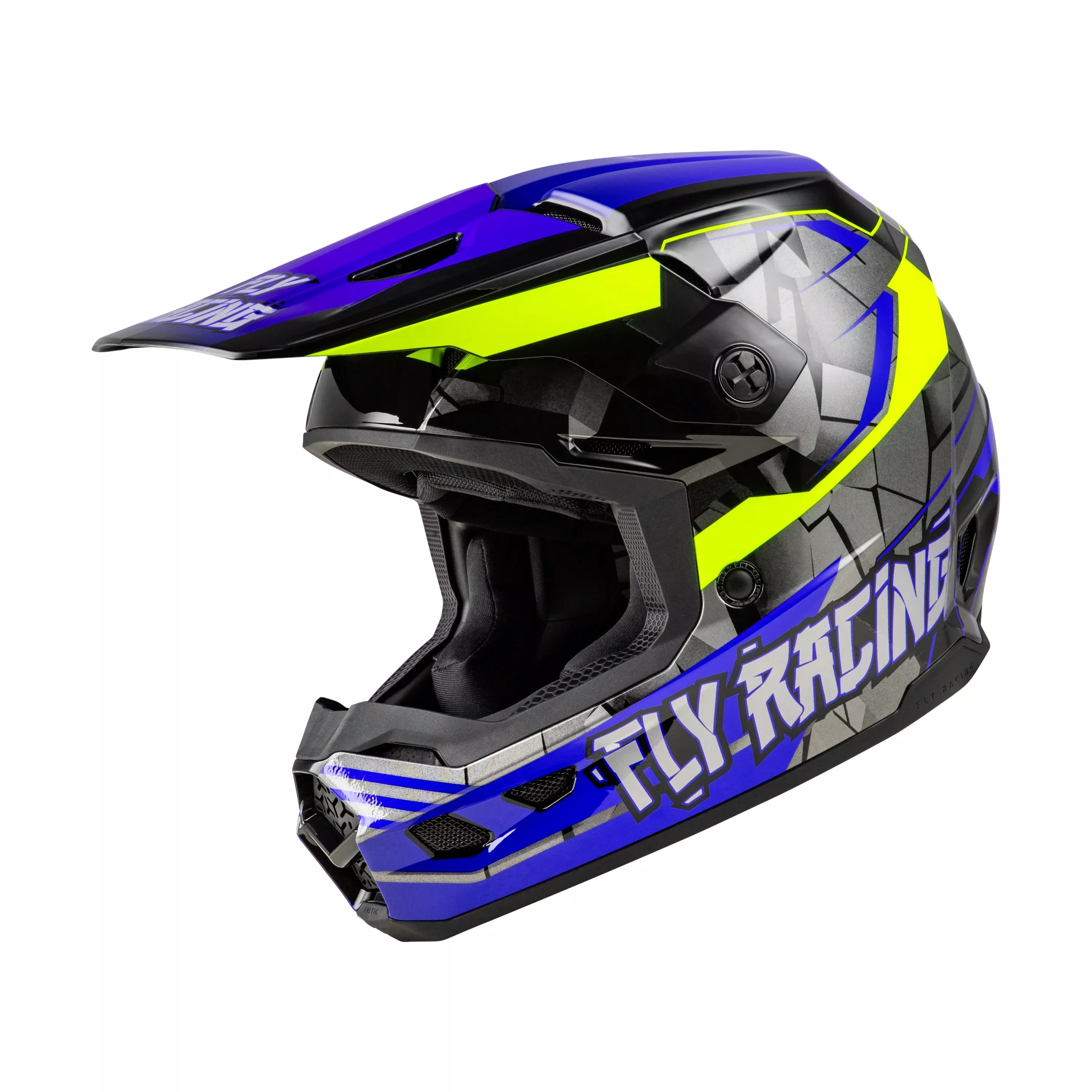 FLY RACING YOUTH KINETIC SCORCHED HELMET BLACK/GREY MD/LG - 73-8665YM