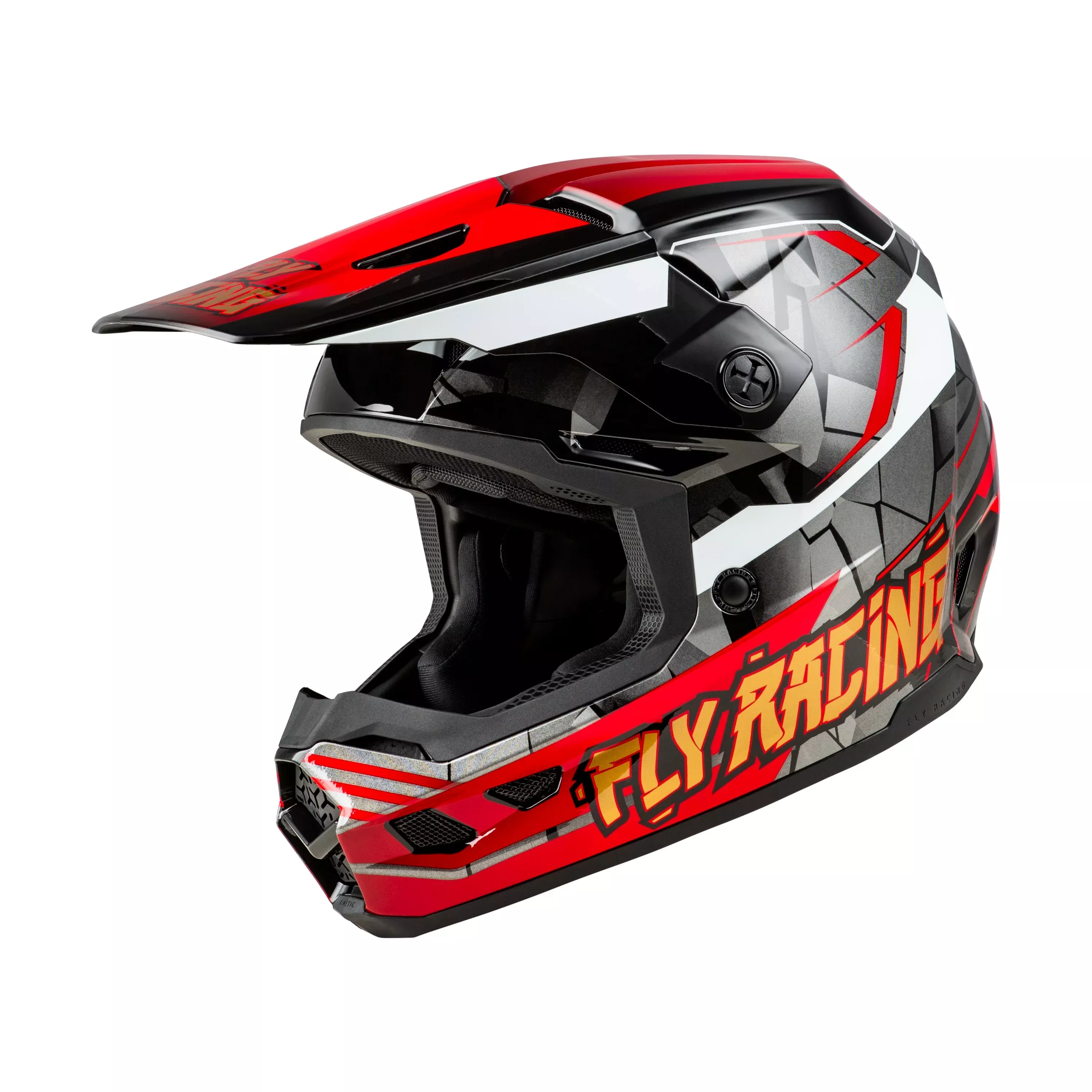FLY RACING YOUTH KINETIC SCORCHED HELMET RED/BLACK/WHITE YS - 73-8667YS
