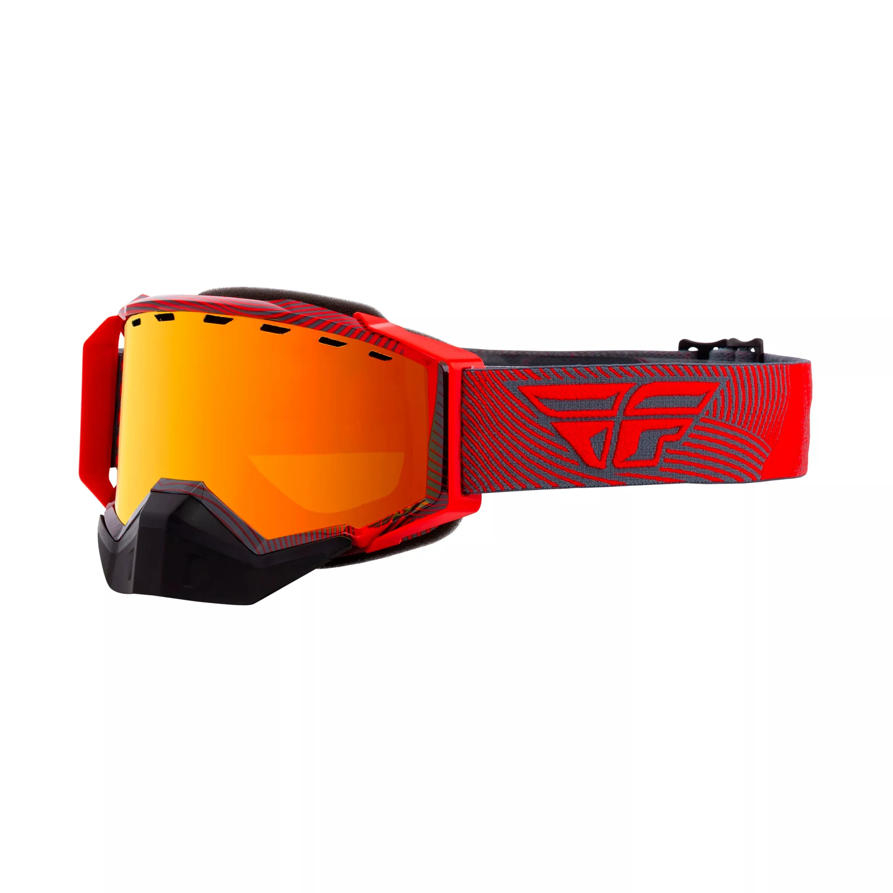 FLY RACING ZONE SNOW GOGGLE RED/GREY W/ORANGE MIRROR/SMOKE LENS - 37-50257