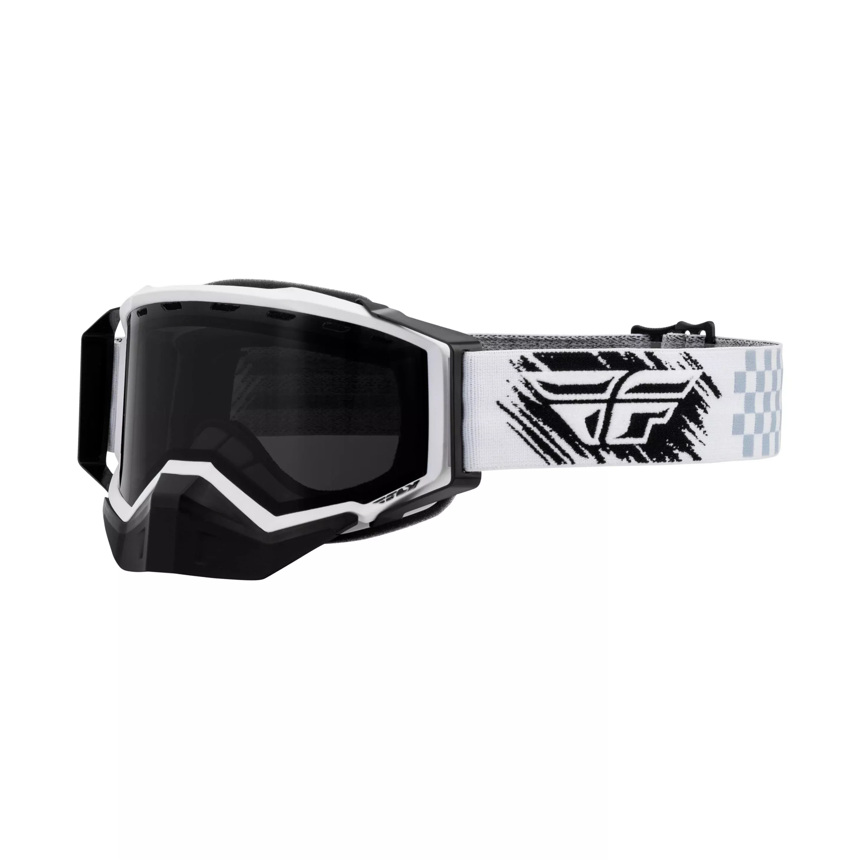 FLY RACING ZONE SNOW GOGGLE WHITE/BLACK W/ DARK SMOKE LENS - 37-50253