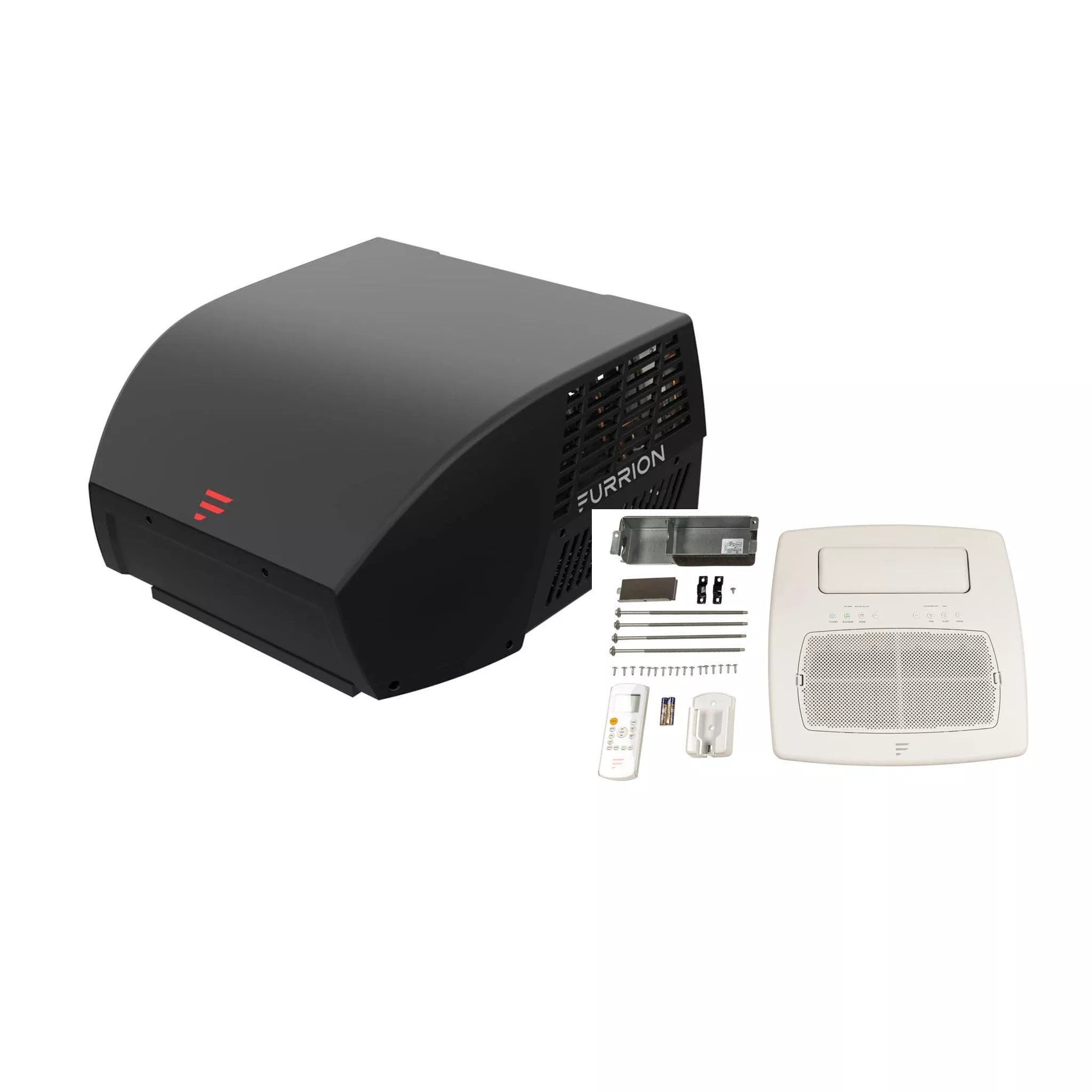 Furrion - 18K Chill Cube Heat Pump Non-Ducted RV AC Bundle - Black Rooftop Unit & Air Distribution Box - 2025008217