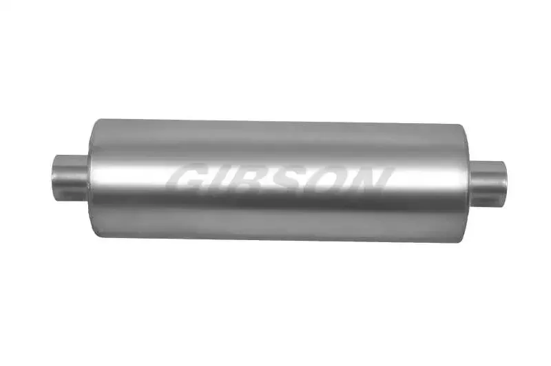 Gibson SFT Superflow Center/Center Round Muffler – 8x24in/3in Inlet/3in Outlet – Stainless