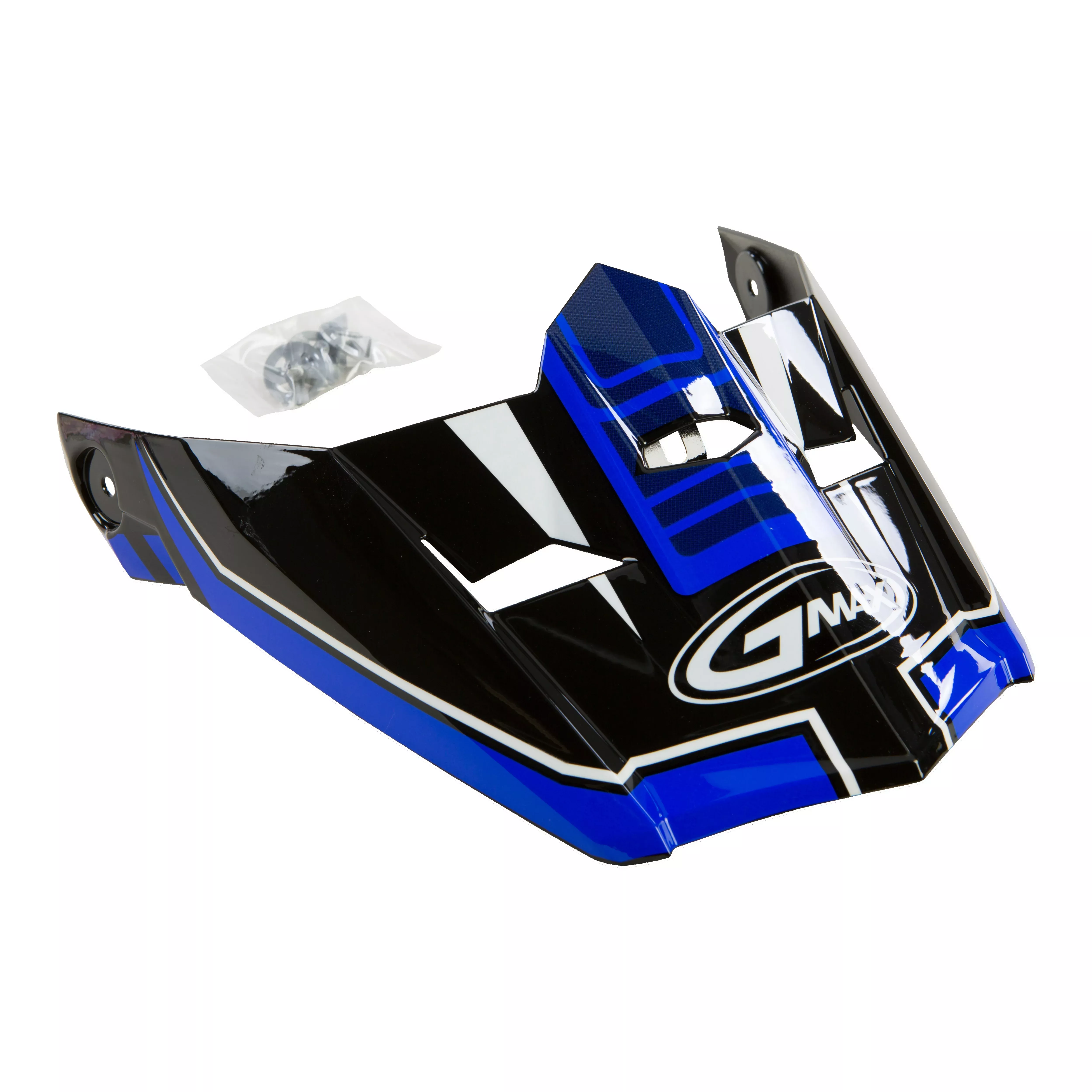 GMAX VISOR W/SCREWS UNCLE MX-46 BLACK/BLUE XS-SM - 72-3924