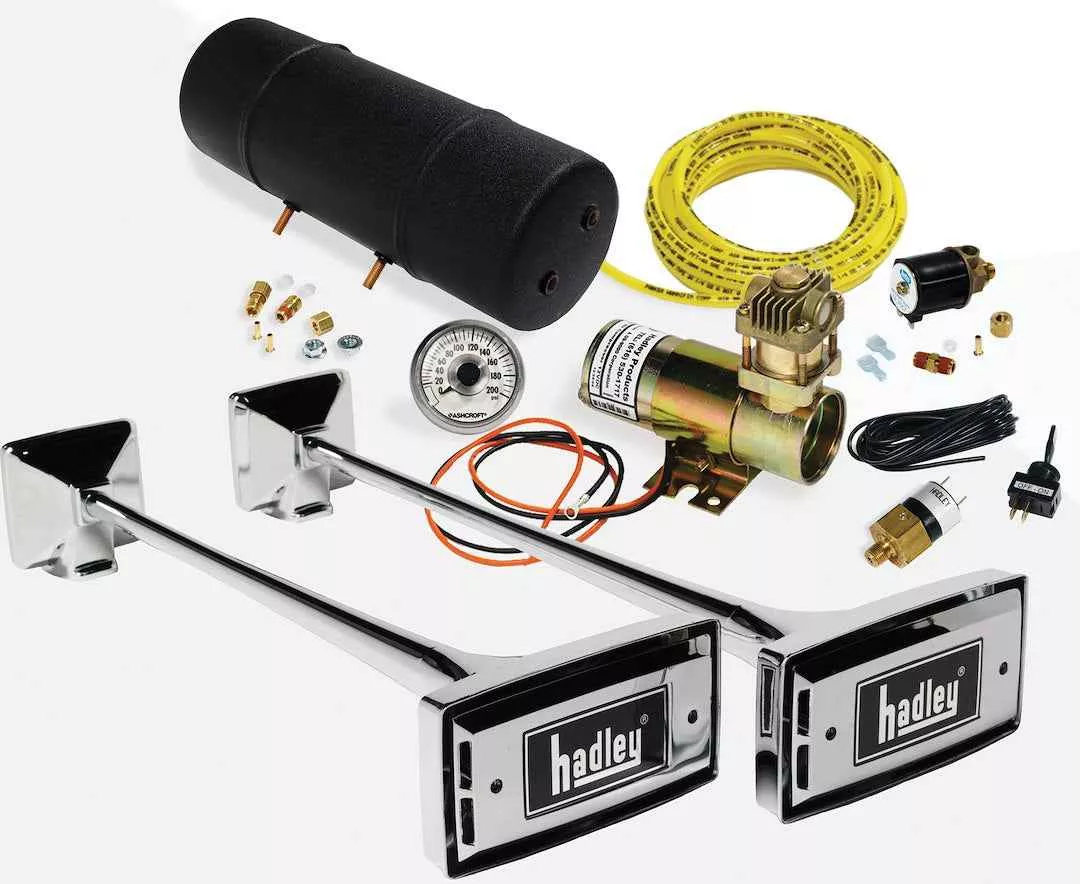 Hadley Products H00977N 12V Air Horn Kit - Chrome, 115 dB