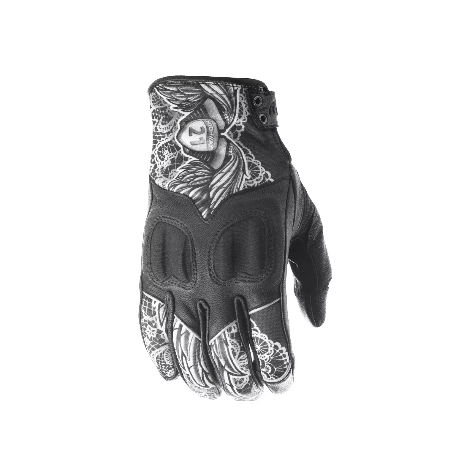 HIGHWAY 21 WOMEN'S VIXEN GLOVES BLACK/WHITE LACE