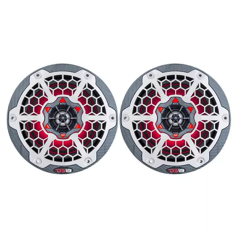 HYDRO 6.5 ” 2-Way Marine Speakers w/RGB LED Lights 375W – Black Carbon Fiber