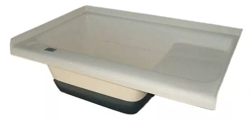 Icon 00474 TU500 36" x 24" RV Sit-In Step Bathtub, White ABS with Left-Hand Drain