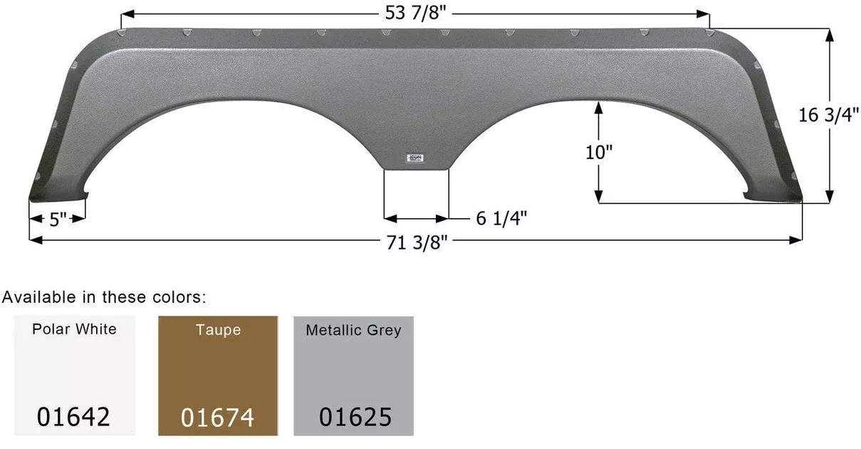 Icon 01625 Metallic Gray Fender Skirt (Various Jayco Brands Including Eagle/ Jay Flight/ Jay Flight G2/ Jay Flight Bungalow/ Octane 71-3/8 Inch 16-3/4 Inch)