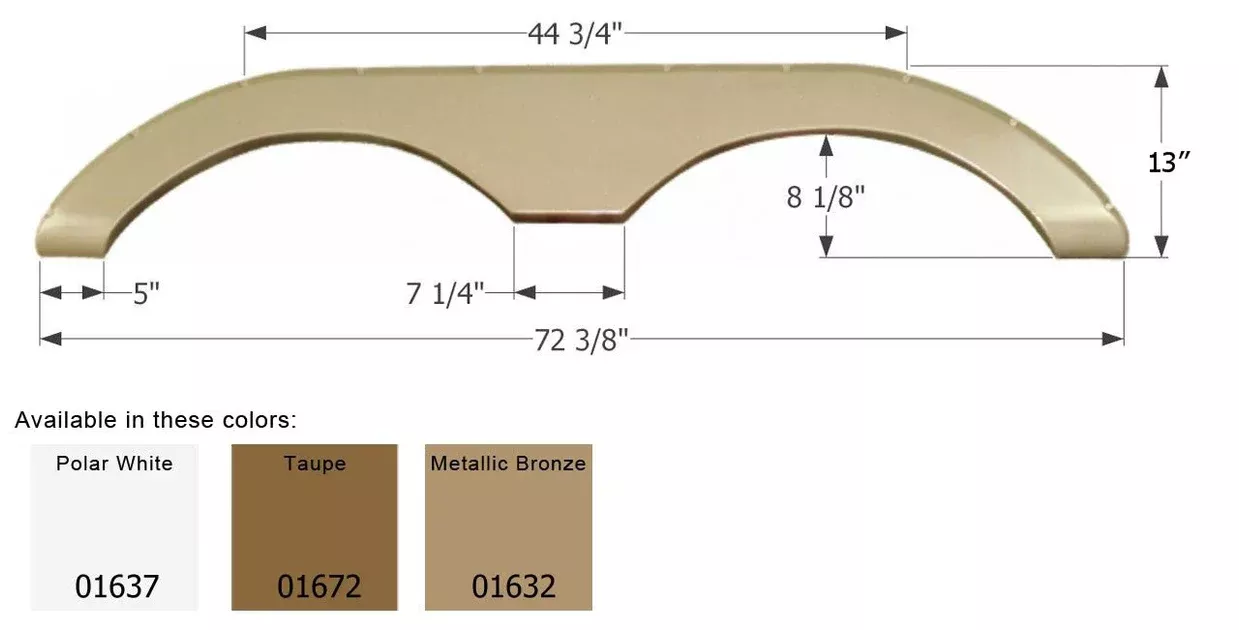 Icon 01672 Fender Skirt Various Keystone Brands Including Laredo/ Challenger 72-3/8 Inch 13 Inch Taupe