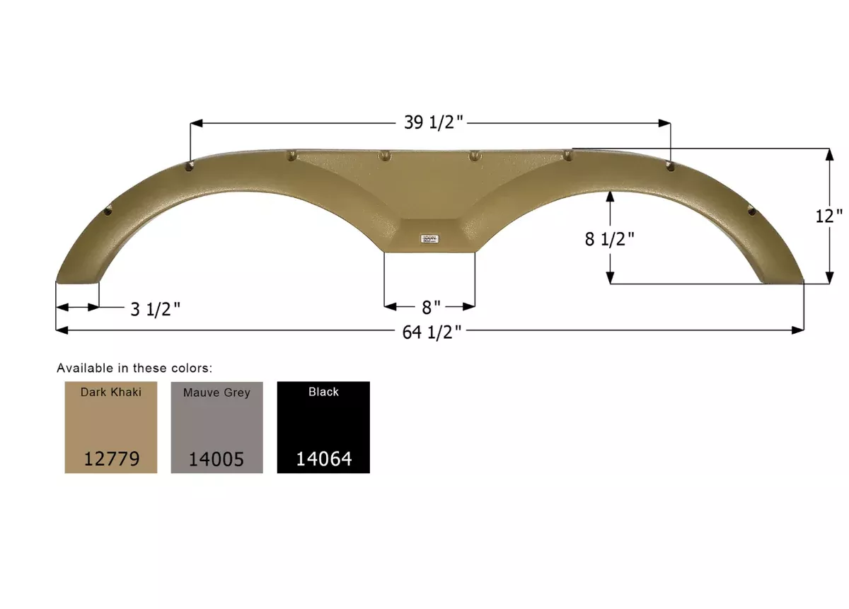 Icon 12779 Fender Skirt Various Forest River Brands 64-1/2 Inch x 12 Inch, Dark Khaki