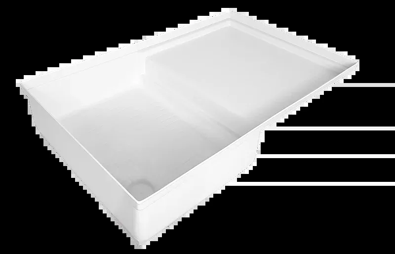 Icon 12893 SP400 35" x 21" RV Shower Pan with Step, Polar White ABS