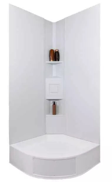 Icon 15227 72" x 27" RV Neo Angle Shower Surround, 2-Piece (45° Corner)