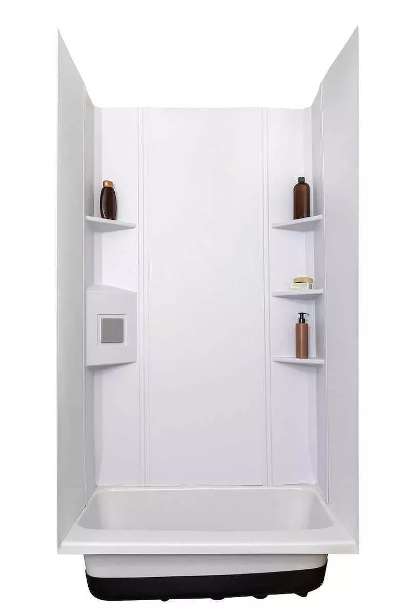 Icon 15229 72" x 30" RV Bathtub Shower Surround, 3-Piece White ABS Wall Kit