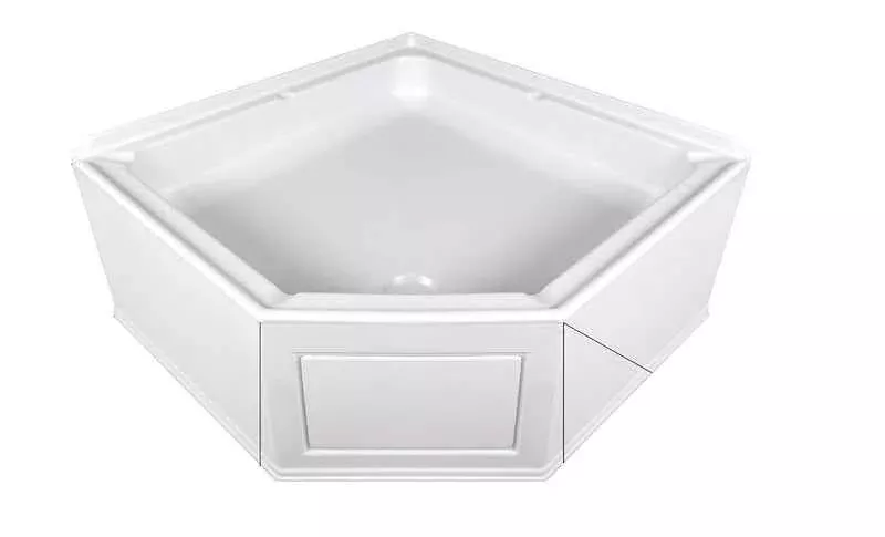 Icon 15231 Neo Angle RV Shower Pan, Polar White ABS with Center Drain