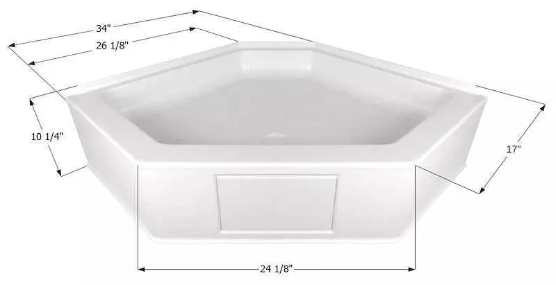 Icon 15233 Neo Angle RV Shower Pan, Polar White ABS with Center Drain