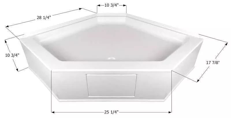Icon 15234 Neo Angle RV Shower Pan, Polar White ABS with Center Drain
