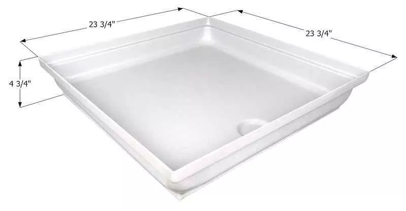 Icon 15235 24" x 24" RV Shower Pan, Polar White ABS Shower Base