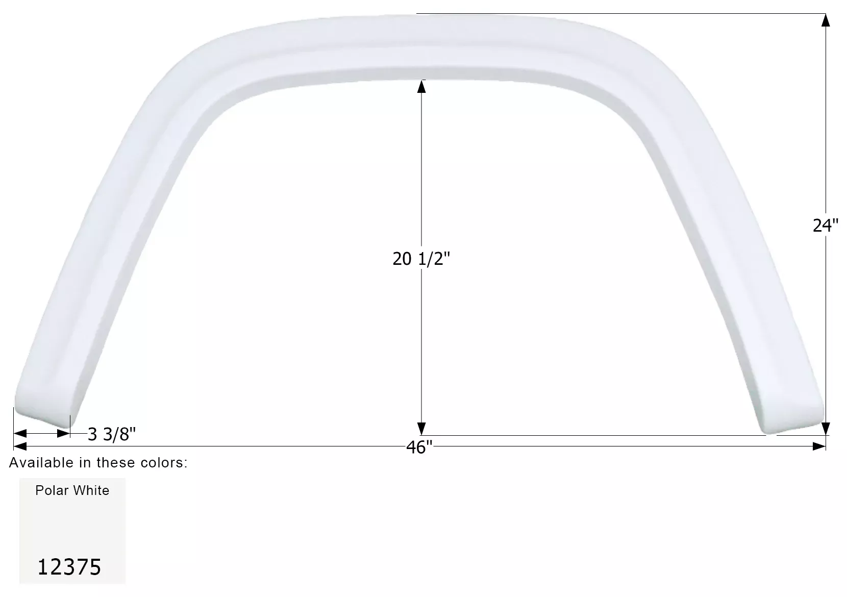 ICON – Fender Skirt, Single, Gulf Stream, FS2375, Polar White