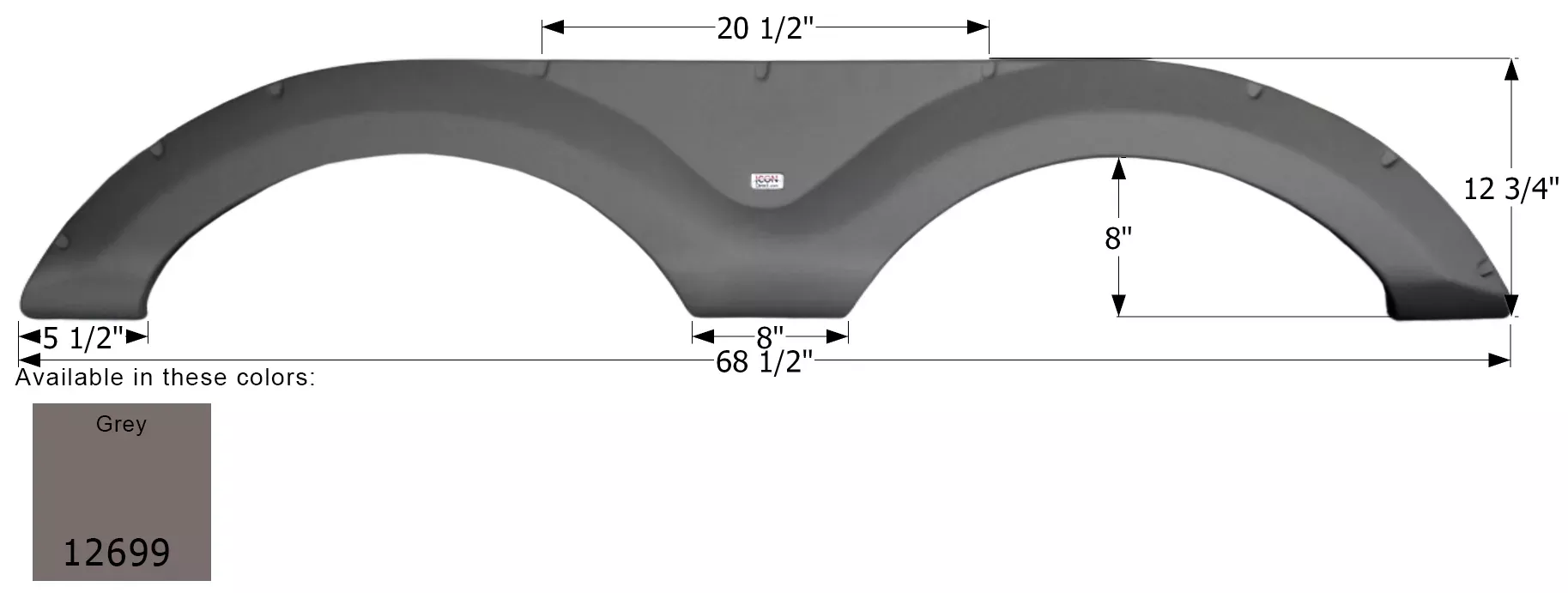 ICON – Fender Skirt, Tandem, Cruiser, FS2699, Grey