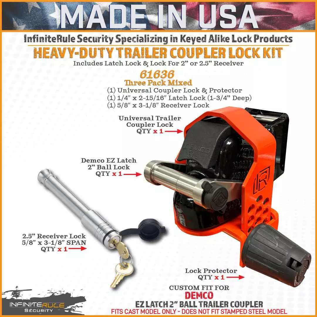 InfiniteRule 61636-BX Trailer Hitch Lock - Orange/ Silver